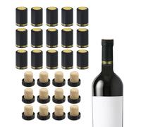 sourcing map 100Pcs PVC Heat Shrink Capsules with 12Pcs T-Shaped Cork Wine Stopper Wine Bottle Sealer Shrink Wrap Caps for Wine Glass Bottles, Wine Cellars, Home, 32x50mm, Olive Black