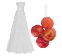 sourcing map 100PCS Reusable Mesh Produce Bags, 13.8 Inches Egg Hatching Bags Washable Breathable Fruit Net Stretchable Mesh Netting Storage for Seafood Vegetable Onion Grocery Shopping, White