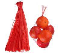 sourcing map 100PCS Reusable Mesh Produce Bags, 15.7 Inches Egg Hatching Bags Washable Breathable Fruit Net Stretchable Mesh Netting Storage for Seafood Vegetable Onion Grocery Shopping, Red