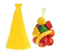 sourcing map 100PCS Reusable Mesh Produce Bags, 17.7 Inches Egg Hatching Bags Washable Breathable Fruit Net Stretchable Mesh Netting Storage for Seafood Vegetable Onion Grocery Shopping, Yellow