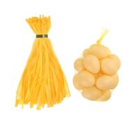 sourcing map 100Pcs Reusable Produce Mesh Bags, 30cm Mesh Nylon Netting with Loop-Style Closures, Stretchable Egg Hatching Bags for Fruit Vegetable Storage, Yellow