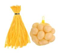 sourcing map 100Pcs Reusable Produce Mesh Bags, 35cm Mesh Nylon Netting with Loop-Style Closures, Stretchable Egg Hatching Bags for Fruit Vegetable Storage, Yellow