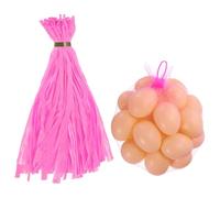 sourcing map 100Pcs Reusable Produce Mesh Bags, 40cm Mesh Nylon Netting with Loop-Style Closures, Stretchable Egg Hatching Bags for Fruit Vegetable Storage, Pink