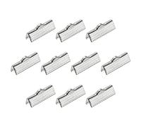 sourcing map 100Pcs Ribbon Crimp Clamp Ends, 20mm Bookmark Pinch Cord End Clasps for DIY Craft Making, Silver Tone