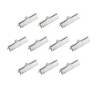 sourcing map 100Pcs Ribbon Crimp Clamp Ends, 25mm Bookmark Pinch Cord End Clasps for DIY Craft Making, Silver Tone