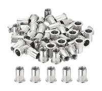 sourcing map 100Pcs Rivet Nuts Flat Head, M10 Stainless Steel 304 Threaded Insert Nuts Knurled Body
