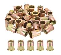 sourcing map 100Pcs Rivet Nuts Flat Head, M12-1.75 Carbon Steel Threaded Insert Nuts Knurled Body Zinc Plated Finish