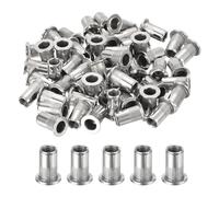 sourcing map 100Pcs Rivet Nuts Flat Head, M5 Stainless Steel 304 Threaded Insert Nuts Knurled Body