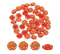 sourcing map 100Pcs Rose Flower Buttons, 12.5mm/0.5 in Acrylic Shirt Decorative Buttons for DIY Crafts Sewing Hair Clip Jewelry Making, Decor Clothes Bags Hats, Red Golden