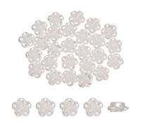 sourcing map 100Pcs Rose Flower Buttons, Pearl Flower Button ABS Flat Back Sewing Buttons for Bracelet Clothes Hair Clip Phone Charm Wedding Decor DIY Crafts(12mm, White)