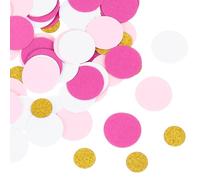 sourcing map 100Pcs Round Confetti Glitter Confetti Table Confetti Decor for Party Wedding Festival Decorations,1x1Inch,Fluorescent Pink, Light Pink, White, Gold