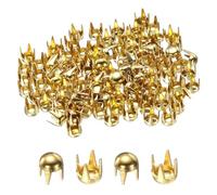 sourcing map 100pcs Round Dome Rivets 3mm Copper 4 Claw Rivet Metal Spike Studs Spots Punk Rock for Leather Craft Clothes Belt Bag Shoes Bracelet Accessories, Gold