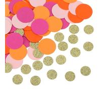 sourcing map 100Pcs Round Glitter Confetti Table Decor for Party Wedding Festival Decorations,0.59inch/0.98inch,Rose Red,Orange,Pink,Yellow,Gold
