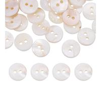 sourcing map 100Pcs Round Natural Shell Buttons,9mm 2 Holes Mother of Pearl Craft Seashell Sewing Buttons for Clothes Shirts Dresses Sewing DIY Craft Making, Cream Yellow Khaki