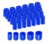 sourcing map 100pcs Round Rubber End Caps 6mm 9mm 12mm 16mm 19mm Blue Vinyl Cover Screw Thread Protectors Assortment Kit