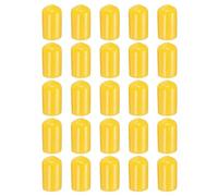 sourcing map 100pcs Round Rubber End Caps 9mm ID Bolt Covers Caps Vinyl Rubber Flexible Screw Thread Protectors for Metal Tube Rod Bolts, Yellow