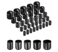 sourcing map 100pcs Round Rubber End Caps Protective Caps 1/2" 5/8" 3/4" 7/8" 1" Black Screw Thread Protectors