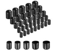 sourcing map 100pcs Round Rubber End Caps Protective Caps 1/2" 9/16" 5/8" 11/16" 3/4" Black Screw Thread Protectors