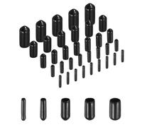sourcing map 100pcs Round Rubber End Caps Protective Caps 1.5mm 2mm 3mm 4mm 5mm Black Screw Thread Protectors
