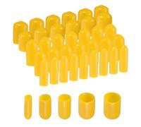 sourcing map 100pcs Round Rubber End Caps Protective Caps 1/8" 3/16" 1/4" 5/16" 3/8" Yellow Screw Thread Protectors