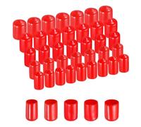 sourcing map 100pcs Round Rubber End Caps Protective Caps 10mm 11mm 12mm 13mm 14mm Red Screw Thread Protectors