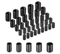sourcing map 100pcs Round Rubber End Caps Protective Caps 7mm 8mm 9mm 10mm 11mm Black Screw Thread Protectors