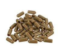 sourcing map 100pcs Rubber End Caps 5.5mm ID Vinyl PVC Round Tube Bolt Cap Cover Screw Thread Protectors Light Brown