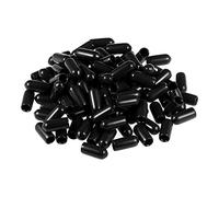 sourcing map 100pcs Rubber End Caps 5mm ID Vinyl Round Tube Bolt Cap Cover Screw Thread Protectors Black