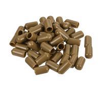 sourcing map 100pcs Rubber End Caps 7.5mm ID Vinyl PVC Round Tube Bolt Cap Cover Screw Thread Protectors Light Brown