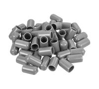sourcing map 100pcs Rubber End Caps Protective Caps 11mm ID Vinyl PVC Round Tube Bolt Cap Cover Screw Thread Protectors Light Grey