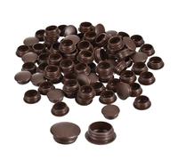 sourcing map 100Pcs Screw Hole Plugs, 15mm(19/32") Dia Plastic Snap in Locking Hole Covers Flush Type Caps for Furniture Cabinet Cupboard, Dark Brown