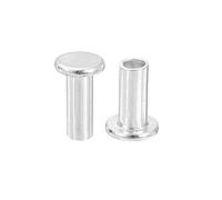sourcing map 100Pcs Semi Tubular Rivets, 3mm x 8mm Aluminum Round Flat Head Semi-Tubular Rivet Metal Stud Rivet for Industry Household Repairing Fastening, Silver