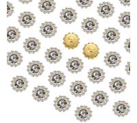 sourcing map 100pcs Sew on Rhinestones, 10mm Flower Claw Rhinestones Crystal Glass Metal Base Sewing Gems Buttons for Sewing Accessories Clothes Shoes Earring Belt Crafts, Transparent Gray