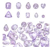 sourcing map 100Pcs Sew on Rhinestones, 7-18mm Mixed Shapes Flatback Glass Crystal Sewing Gems with Silver Claw Prong Setting for Crafts Clothing Shoes Accessories, Lavender(Style 1)