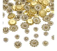 sourcing map 100Pcs Sew on Rhinestones 8mm 10mm 12mm 14mm Crystals Glass Sewing Flower Claw Metal Base for Clothes Shoes Earring Belt Crafts, Yellow