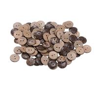 sourcing map 100pcs Sewing Button 11/16"(18mm) 2 Holes Wooden Round Craft Replacement Buttons for Clothing DIY Crafts Decoration, Brown