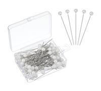sourcing map 100pcs Sewing Pins, 2 Inch Round Pearl Head Dressmaking Corsage Pins Straight for Wedding Decoration DIY Craft, White