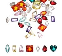 sourcing map 100pcs Shiny Zircon Rhinestones 2-3mm Multi-Shape Mini Nail Art Diamonds Crystal Nail Gems 3D Flatback Crystal Rhinestones for Nail Art DIY Craft Decor Clothing, Mixed Colors