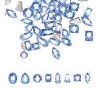 sourcing map 100pcs Shiny Zircon Rhinestones 2-3mm Multi-Shape Mini Nail Art Diamonds Crystal Nail Gems 3D Flatback Crystal Rhinestones for Nail Art DIY Craft Decor Clothing, Light Blue