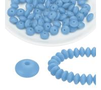 sourcing map 100Pcs Silicone Beads 12mm Lentil Rubber Focal Beads Bulk for Pens Keychain Bracelet Necklace DIY Crafts Making, Cold Blue