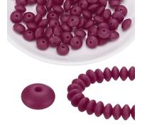 sourcing map 100Pcs Silicone Beads 12mm Lentil Rubber Focal Beads Bulk for Pens Keychain Bracelet Necklace DIY Crafts Making, Burgundy