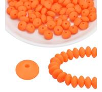 sourcing map 100Pcs Silicone Beads 12mm Lentil Rubber Focal Beads Bulk for Pens Keychain Bracelet Necklace DIY Crafts Making, Orange