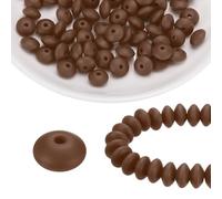 sourcing map 100Pcs Silicone Beads 12mm Lentil Rubber Focal Beads Bulk for Pens Keychain Bracelet Necklace DIY Crafts Making, Caramel Brown