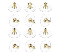 sourcing map 100Pcs Silicone Earring Backs, Soft Clear Earring Stoppers Replacement with Pad Earring Backs for Studs Fish Hook Earrings, 6.2mm Gold
