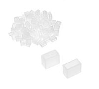 sourcing map 100pcs Silicone Plug Fit 3528 8mm Wide LED Tube Strip Light End Cap Cover w 2 Holes White
