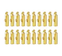 sourcing map 100Pcs Slide on End Clasps, 10mm Tube Ball Bead Slider Crimp Ends for Multi-Strand DIY Craft Making, Gold Tone
