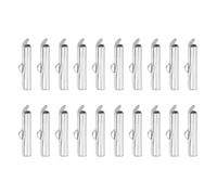 sourcing map 100Pcs Slide on End Clasps, 20mm Tube Ball Bead Slider Crimp Ends for Multi-Strand DIY Craft Making, Silver Tone