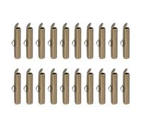 sourcing map 100Pcs Slide on End Clasps, 20mm Tube Ball Bead Slider Crimp Ends for Multi-Strand DIY Craft Making, Bronze Tone