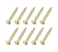 sourcing map 100Pcs Small Hardware Nails, 1.2 x 10mm Brass Round Head Nail Common Finishing Nail for Household Woodworking Picture Hanging DIY Projects, Gold