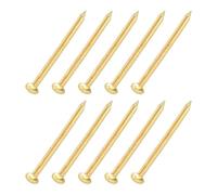 sourcing map 100Pcs Small Hardware Nails, 1.5 x 25mm Carbon Steel Round Head Nail Common Finishing Nail for Household Woodworking Picture Hanging DIY Projects, Gold